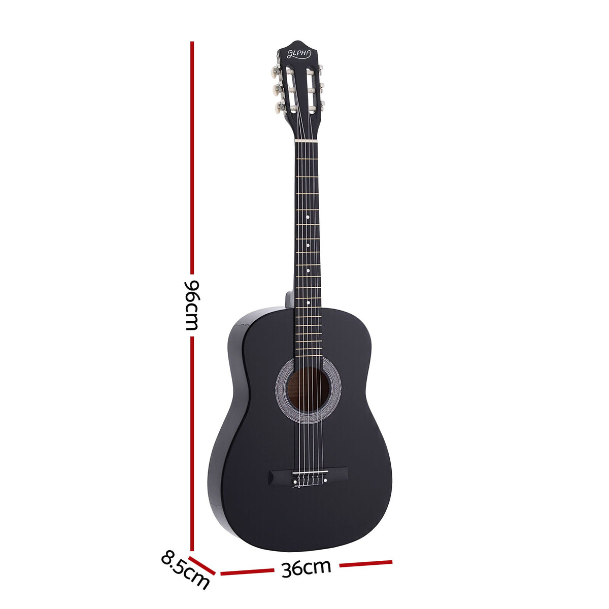 Alpha 38 Inch Acoustic Guitar Full Size Classical Cutaway Nylon String Black