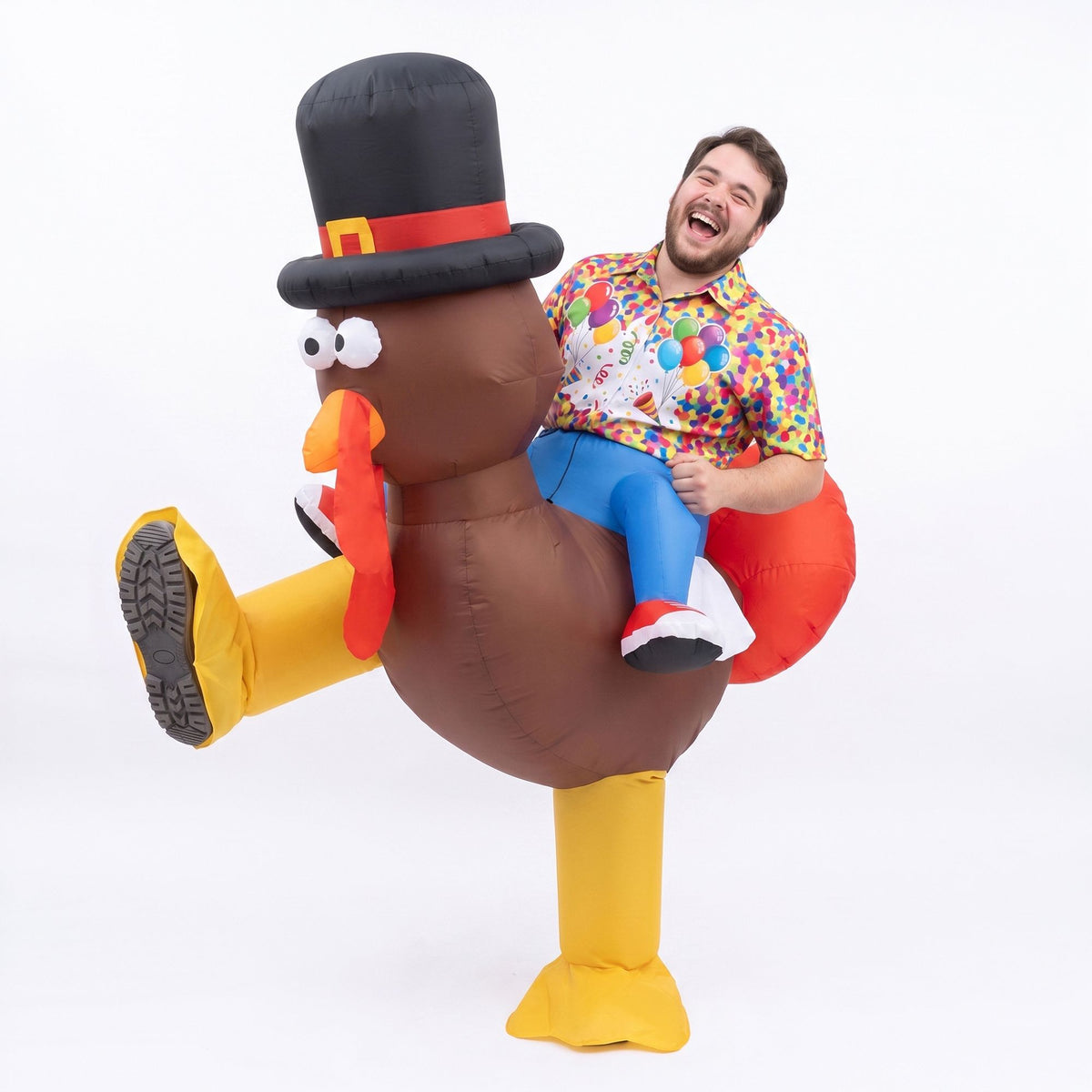 Inflatable Costume Ride On Turkey Fancy Dress Funny Party Outfit Brown One Size