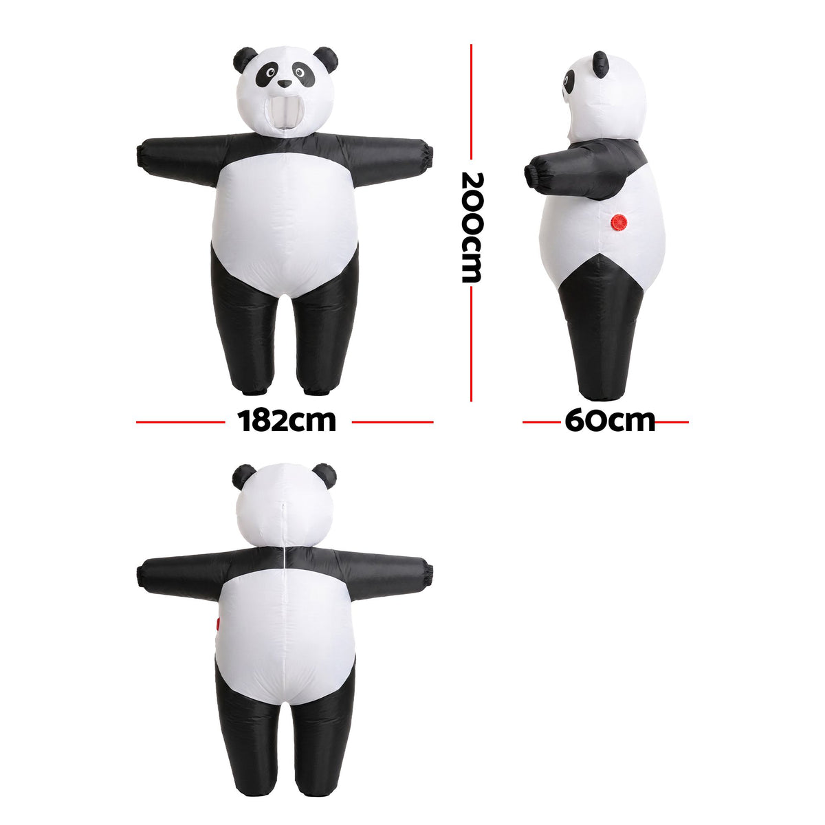 Inflatable Costume Panda Suit Fancy Dress Adult Party Outfit Black One Size