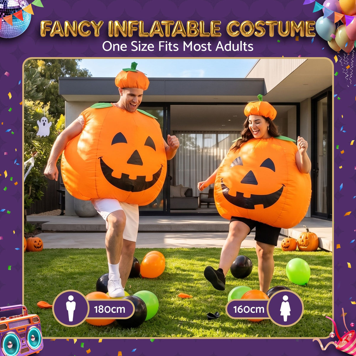 Inflatable Costume Pumpkin Fancy Dress Halloween Party Suit Orange One Size