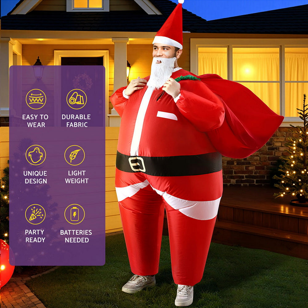 Inflatable Santa Claus Costume Adult Suit Blow Up Party Fancy Dress Cosplay