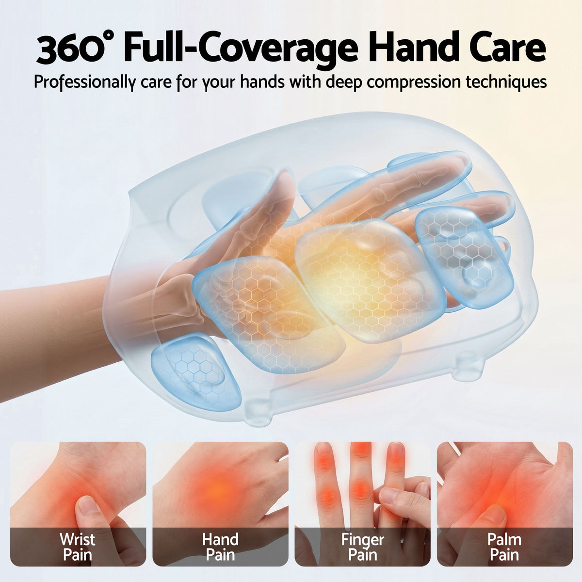 Livemor Hand Massager with Heat and Compression Cordless 3 Modes 3 Temperatures