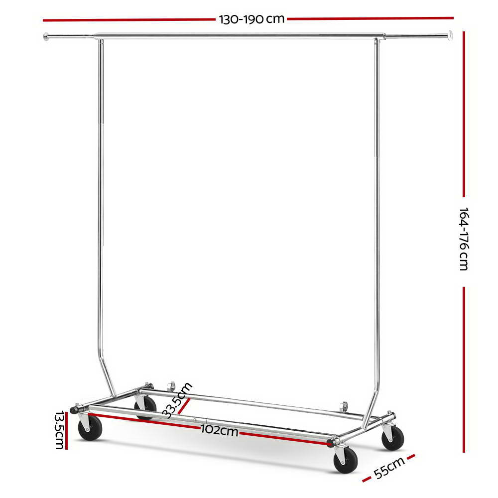 Artiss Clothes Rack Airer Rail Coat Stand Adjustable Hanger - HANGER-1938A-S-SI