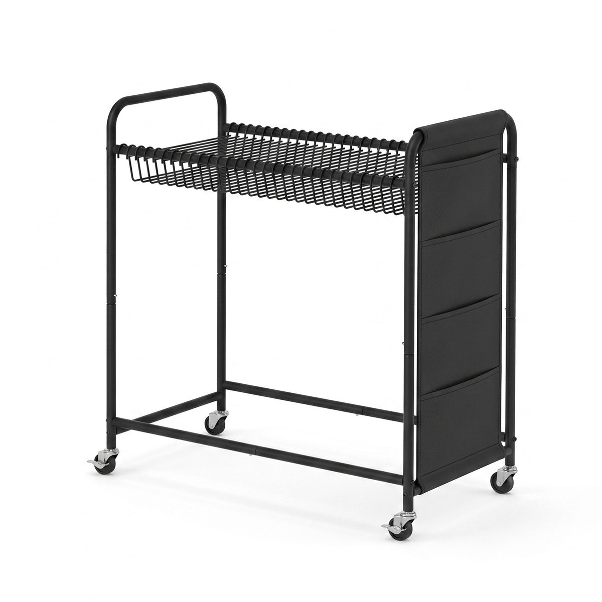 Artiss Pants Trolley Mobile Clothes Rack Clothing Stand with 30 Hangers Wheels Storage Organizer Bag