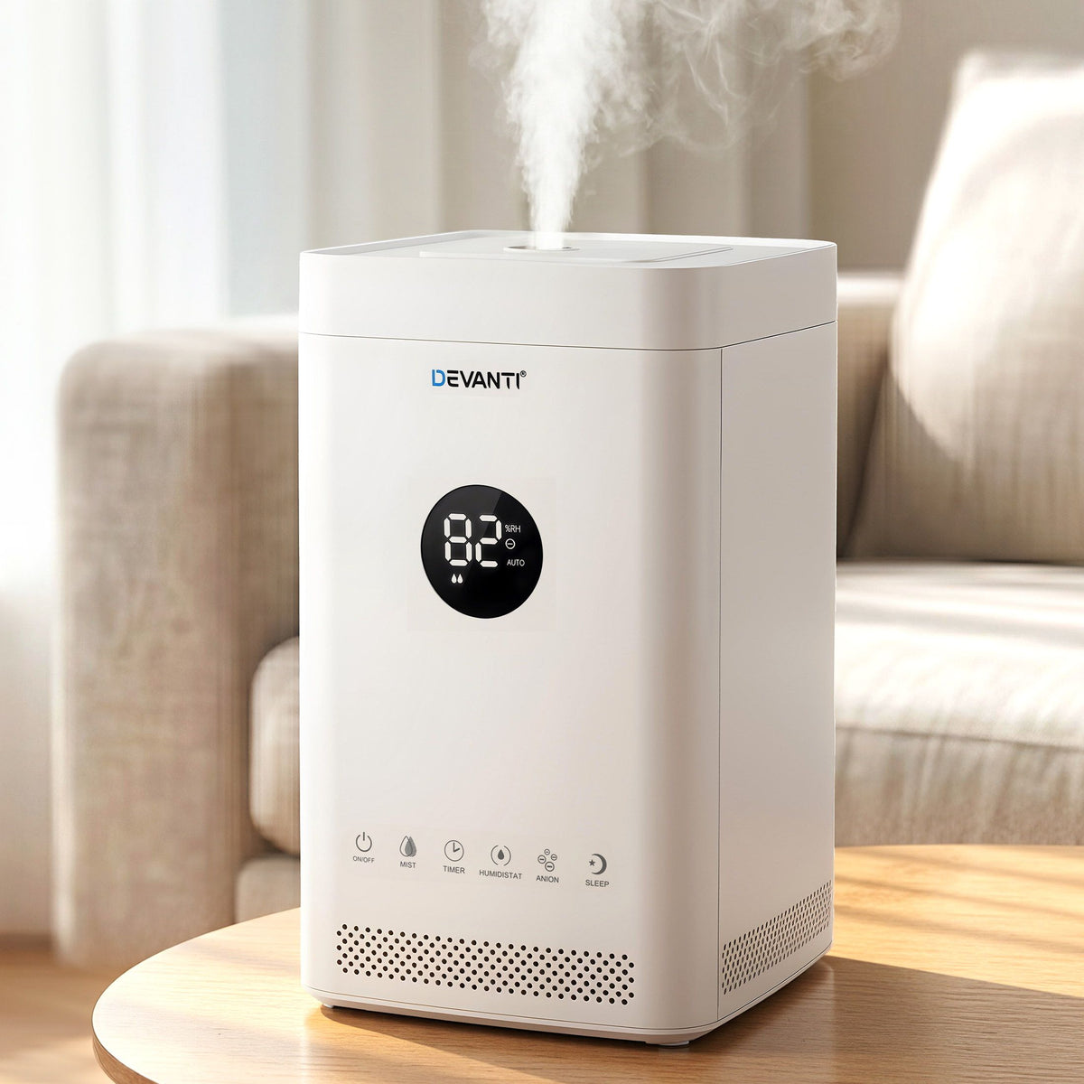 Devanti Ultrasonic Humidifier Air Purifier Top Fill Auto Humidity 3.5L White