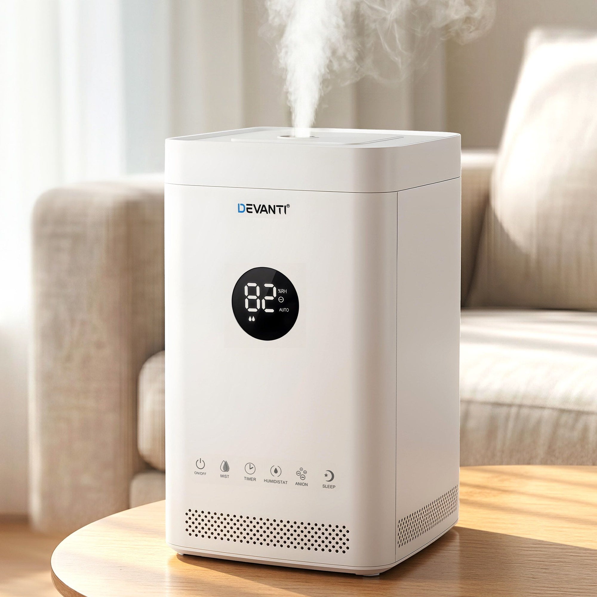 Devanti Ultrasonic Humidifier Air Purifier Top Fill Auto Humidity 3.5L White