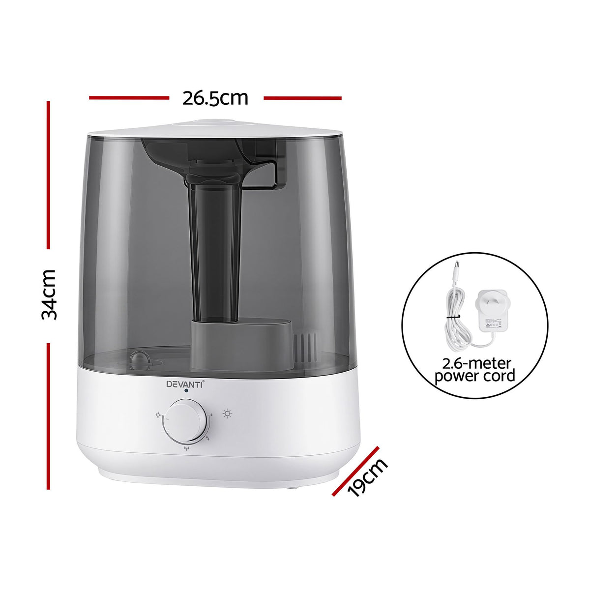 Devanti Ultrasonic Humidifier Aroma Diffuser Top Fill Quiet Bedroom 6L
