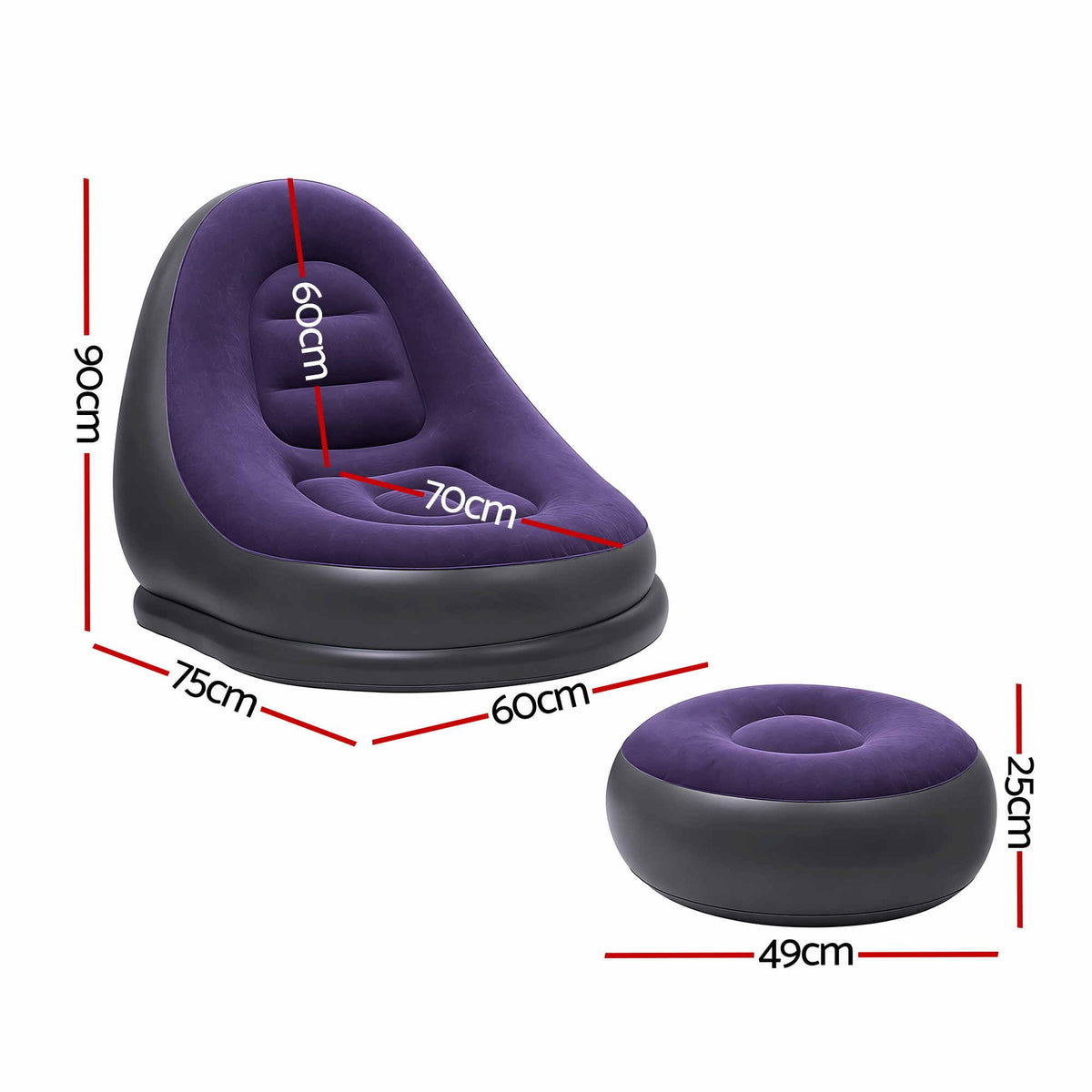 Gardeon Inflatable Chair with Ottoman Air Sofa Blow Up Air Chair for Camping with Pump Purple