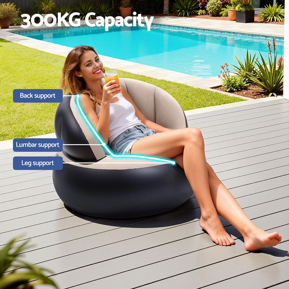 Gardeon Inflatable Chair Blow Up Folding Air Chairs Sofa for Camping with Pump