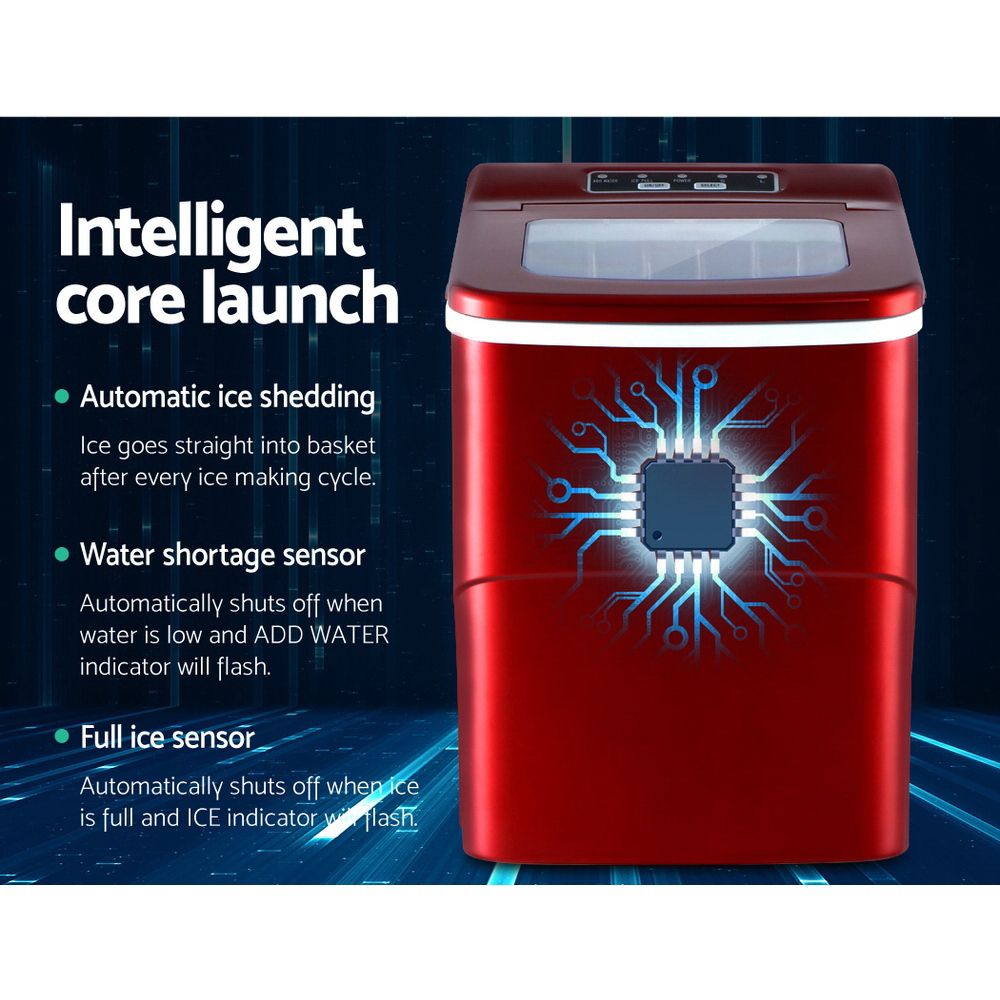 Devanti 12kg Ice Maker Machine Red