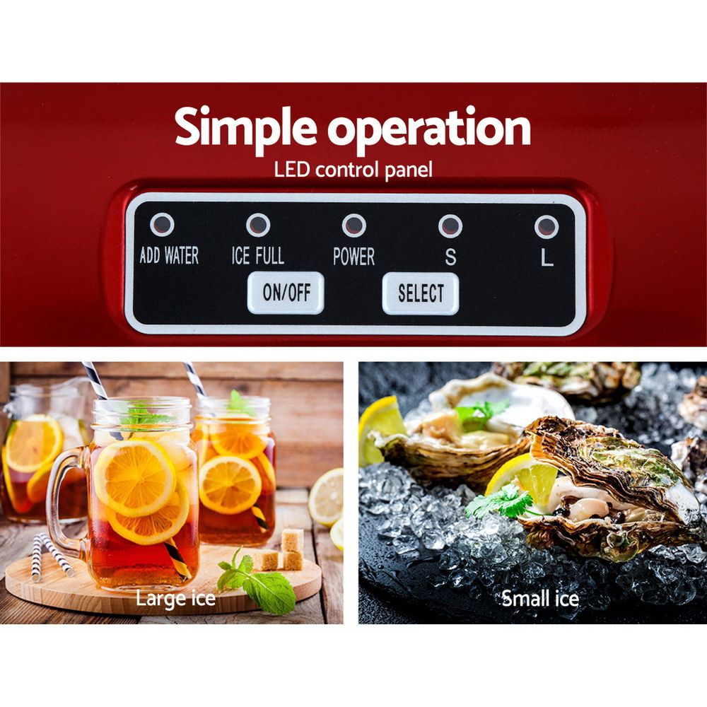 Devanti 12kg Ice Maker Machine Red