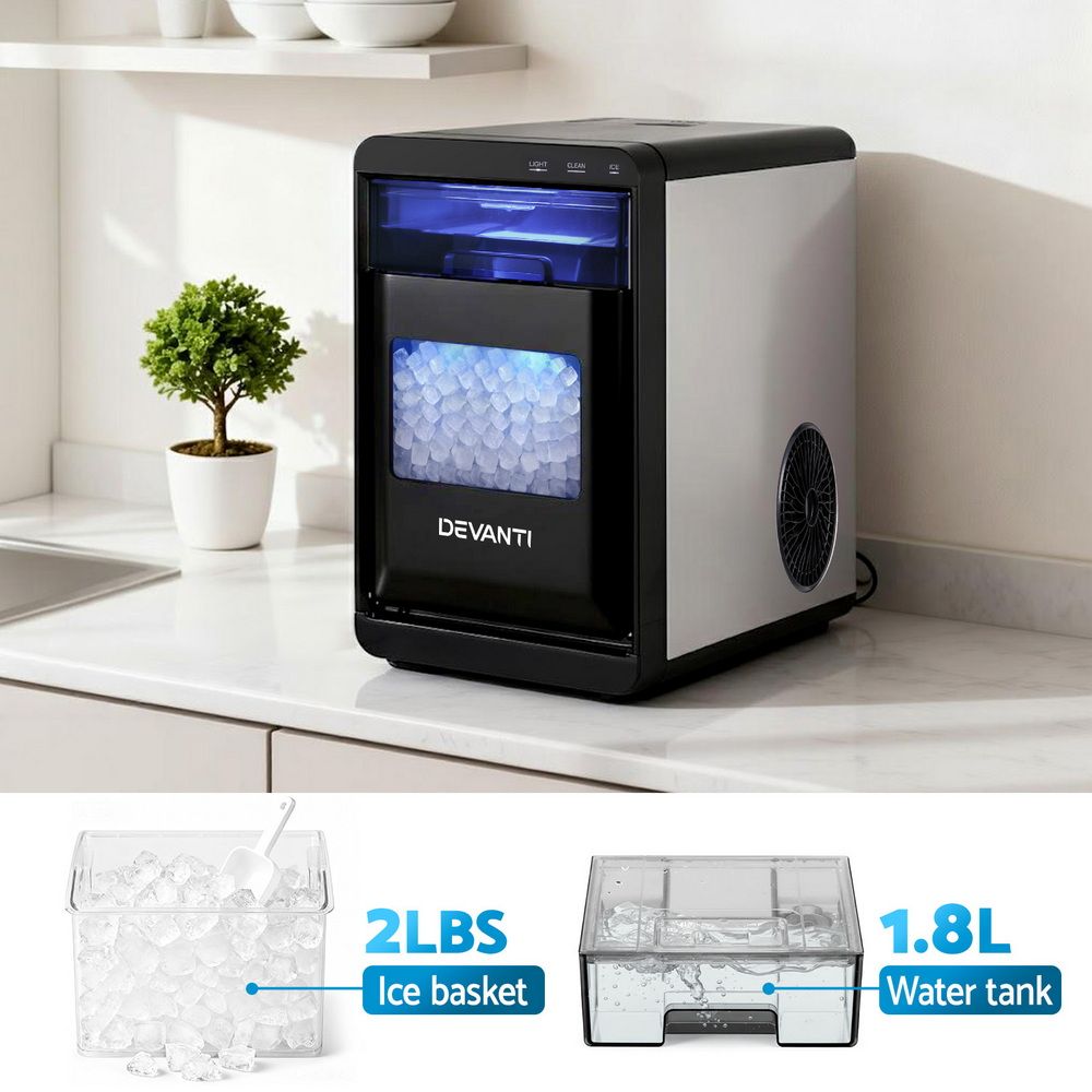 Devanti Ice Maker Machine 20kg Chewable Nugget Ice Countertop w/Self Cleaning