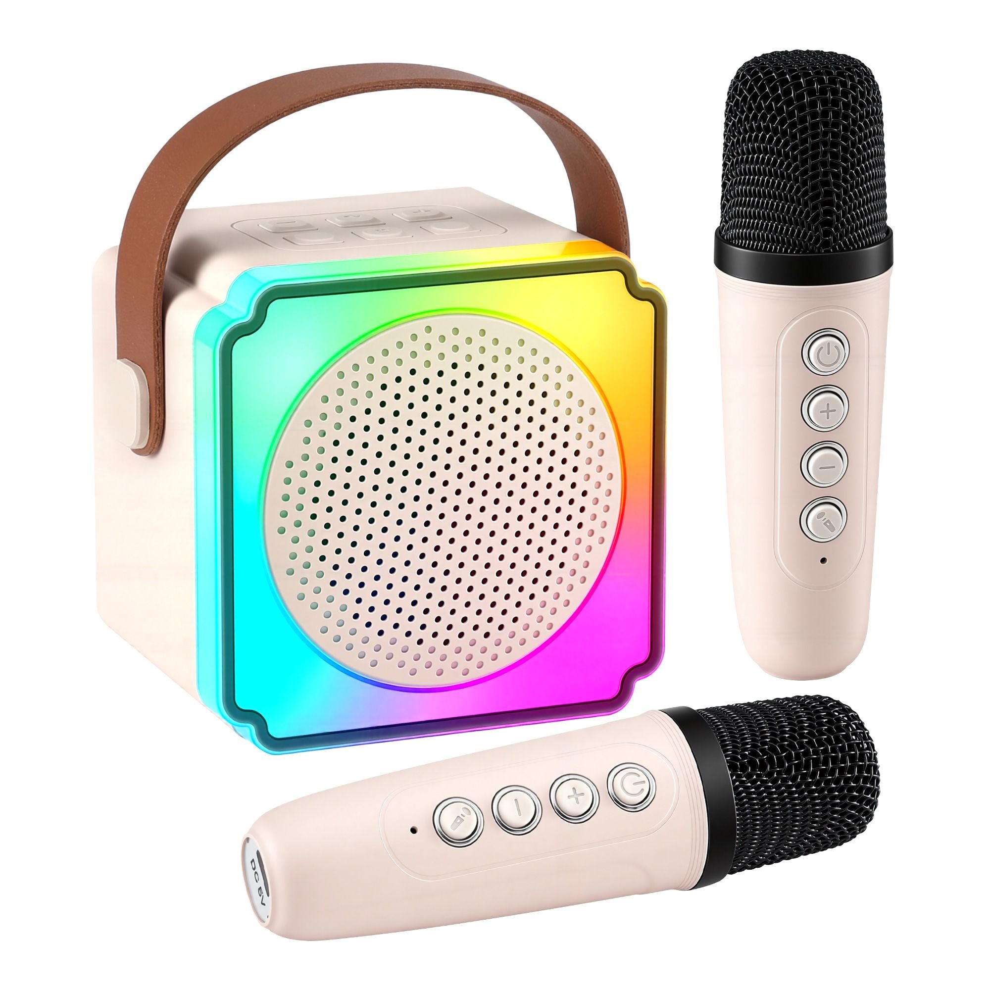Alpha Mini Portable Karaoke Machine for Adults Kids with 2 Wireless Microphones
