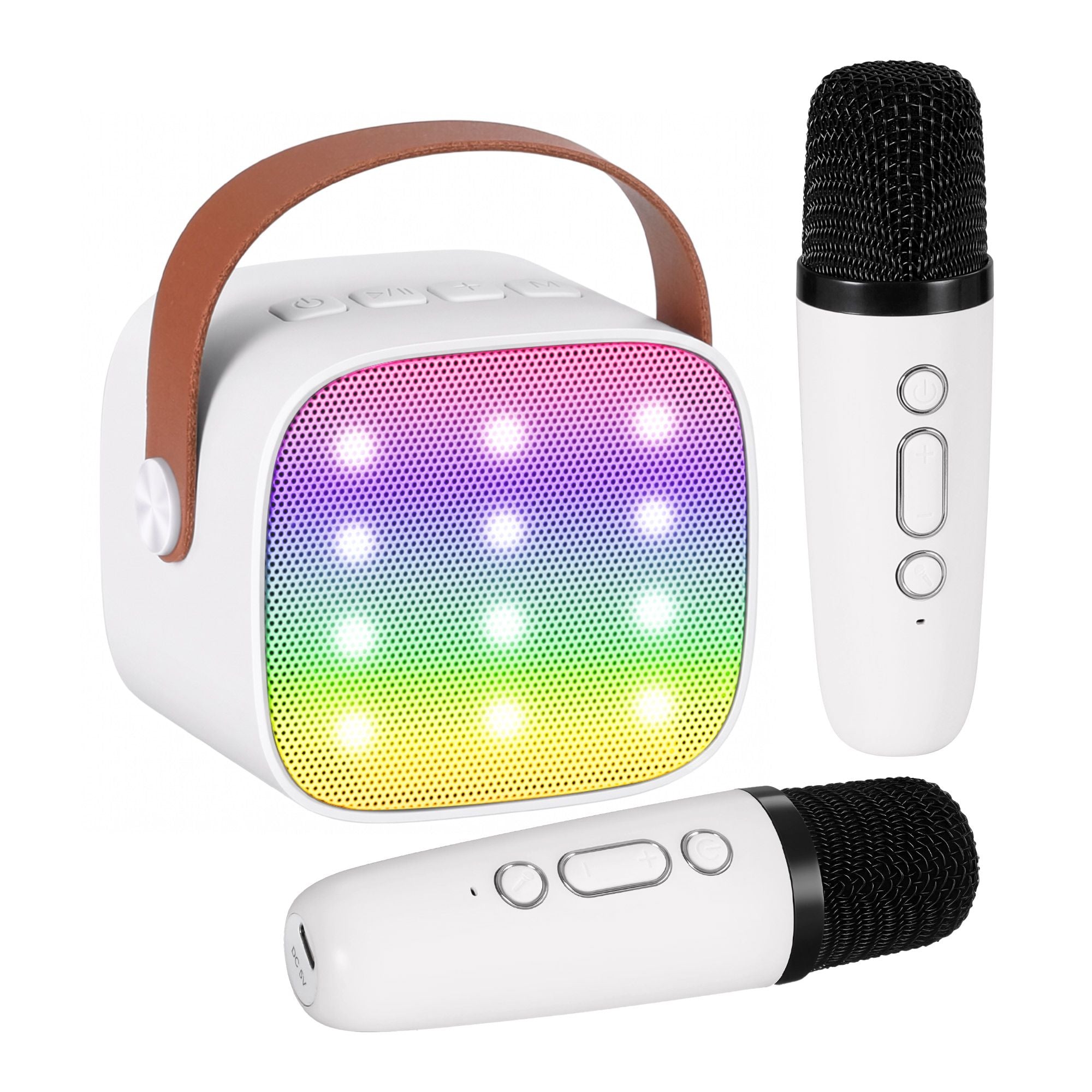 Alpha Mini Portable Karaoke Machine for Adults Kids with 2 Wireless Microphones
