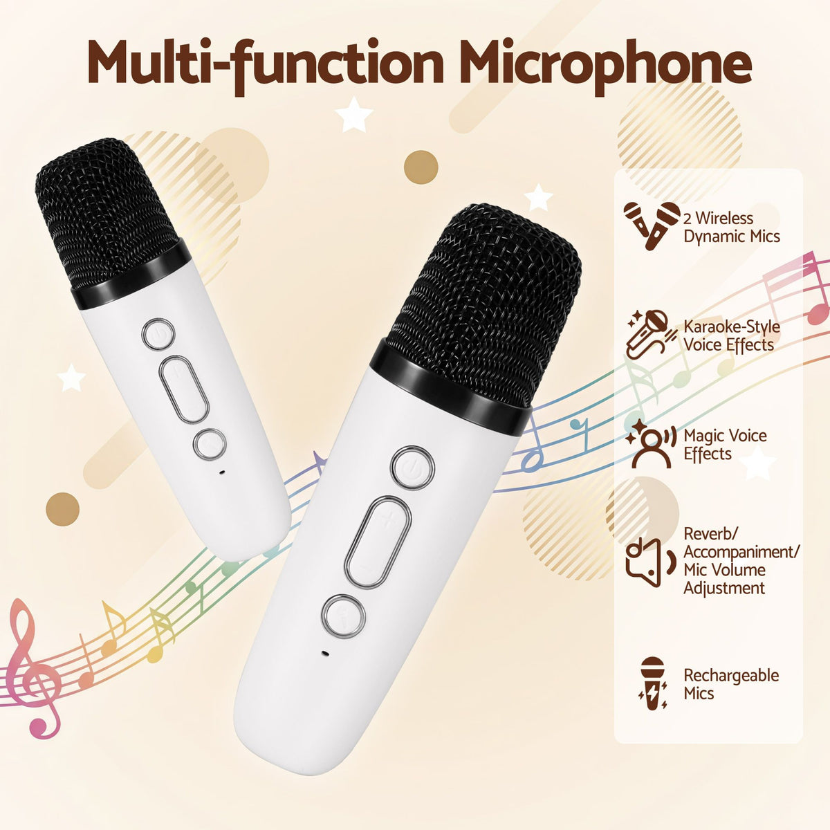 Alpha Mini Portable Karaoke Machine for Adults Kids with 2 Wireless Microphones