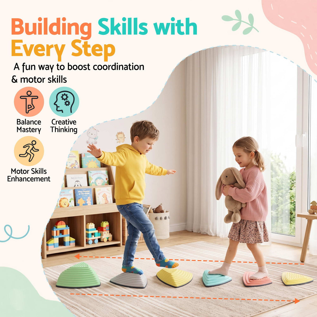 Keezi Kids Stepping Stones 6PCS Balance Stones Indoor Outdoor Toy