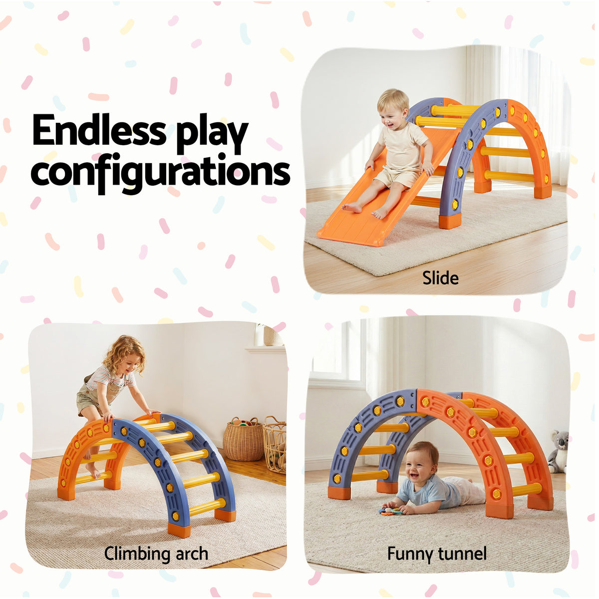 Keezi Kids Climbing Frame Set With Slide Indoor Outdoor - KCS-SLIDE-ARC-OG