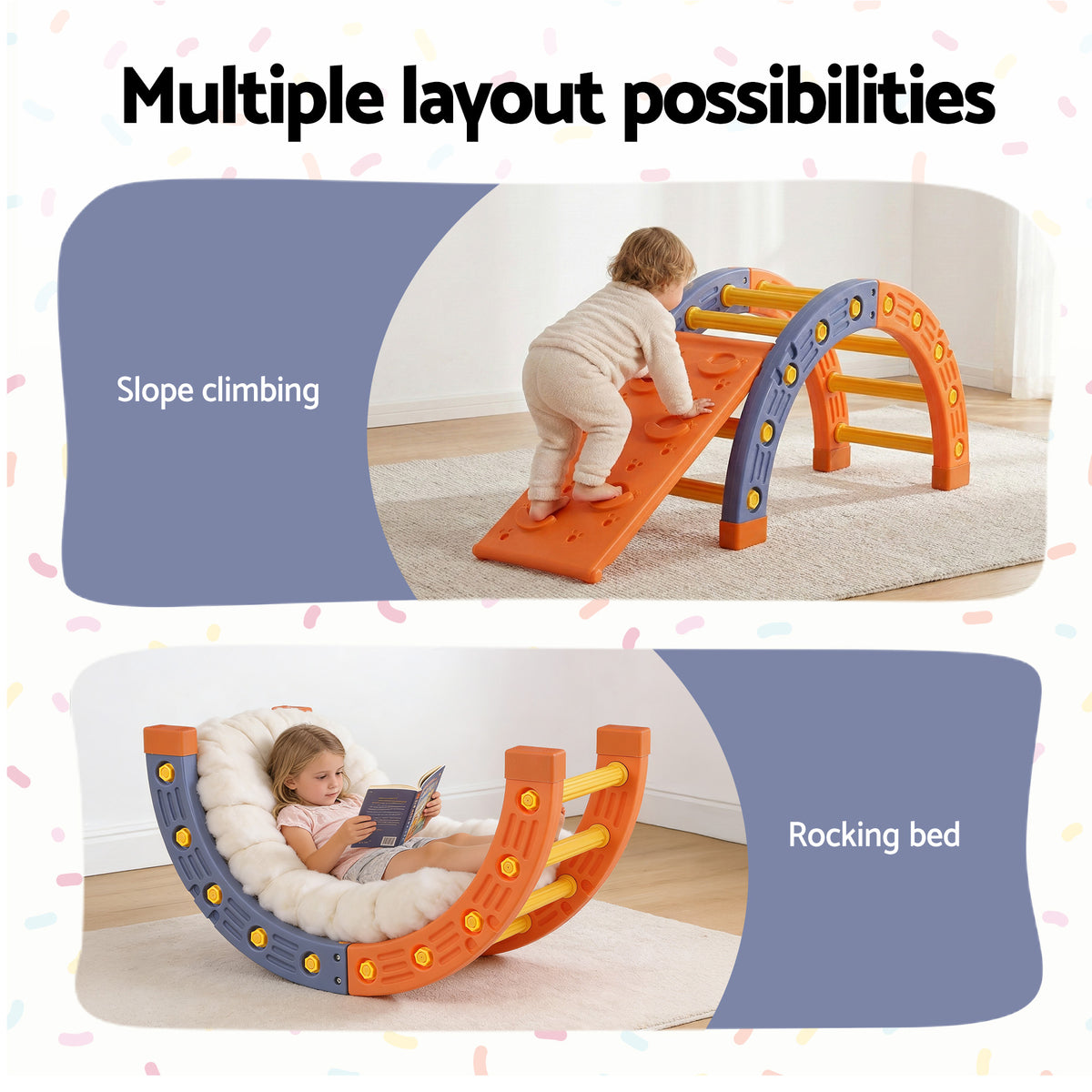 Keezi Kids Climbing Frame Set With Slide Indoor Outdoor - KCS-SLIDE-ARC-OG