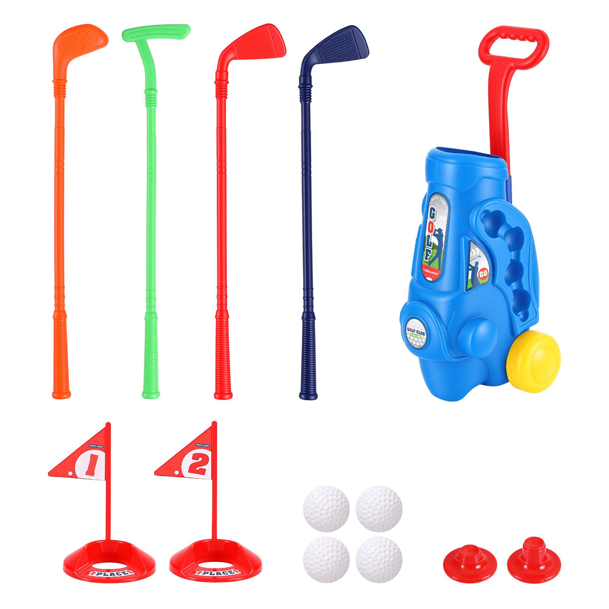 Keezi Kids Golf Set Toddler Club Set Pull Cart Indoor Outdoor - KGS-A-BL