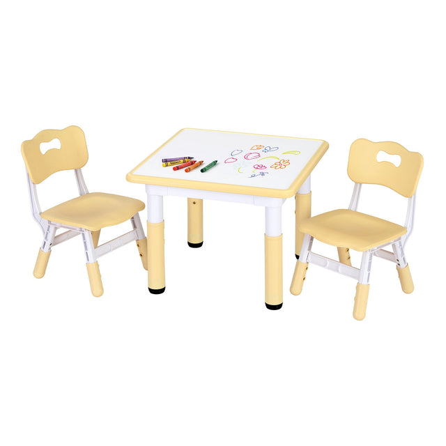 Keezi Kids Table and 2 3-8, Graffiti Desktop Learning Drawing Playing, Yellow