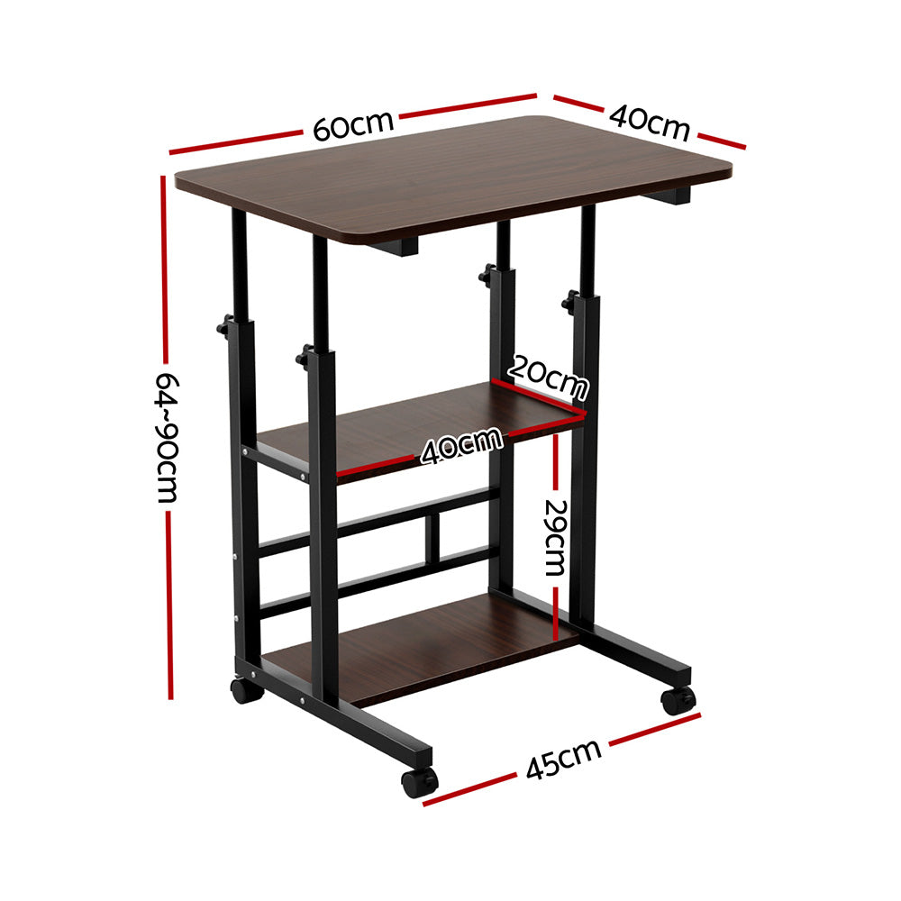 Artiss Laptop Desk Height Adjustable Mobile Workstation - LA-DESK-C-60-2T-OAK