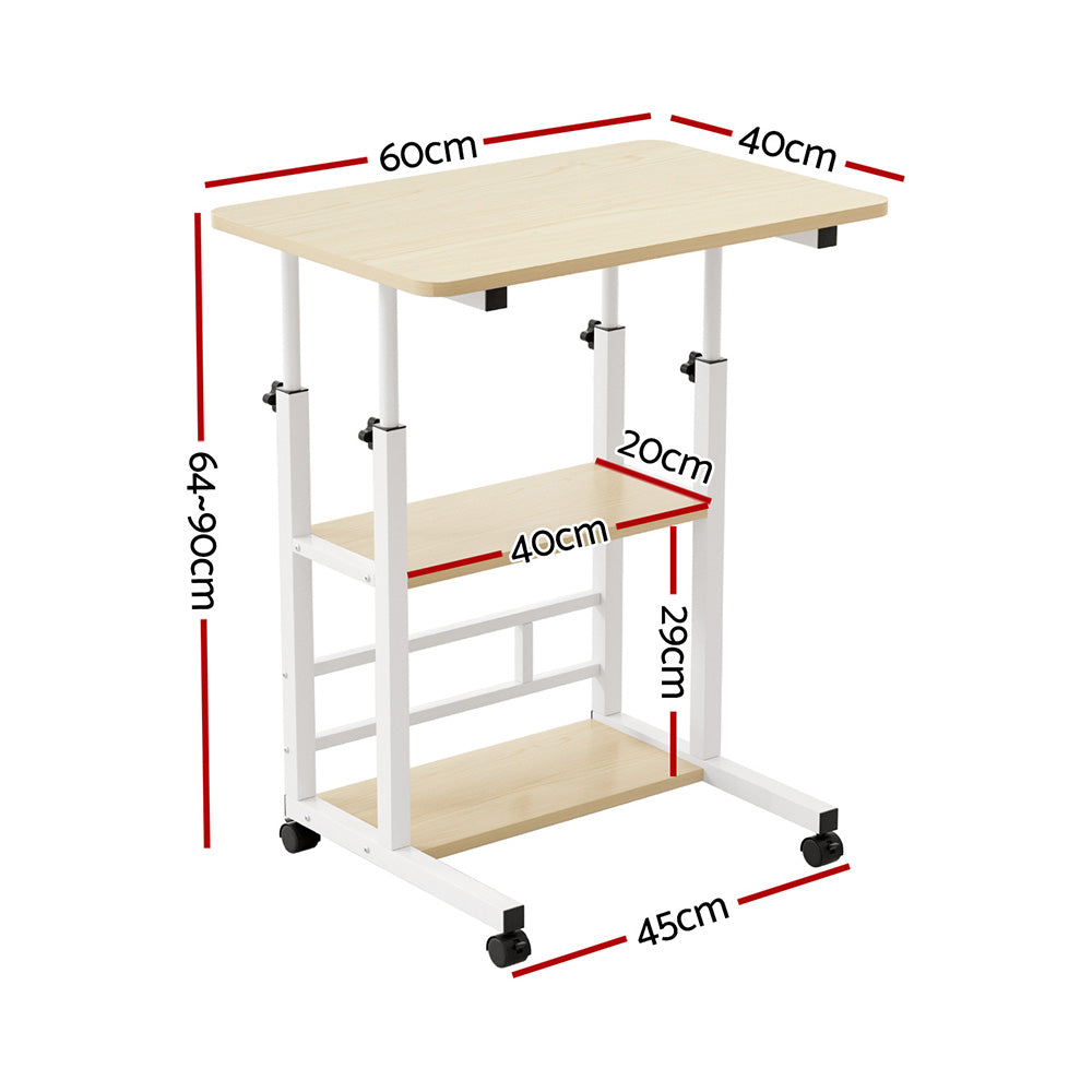 Artiss Laptop Desk Height Adjustable Mobile Workstation - LA-DESK-C-60-2T-WH