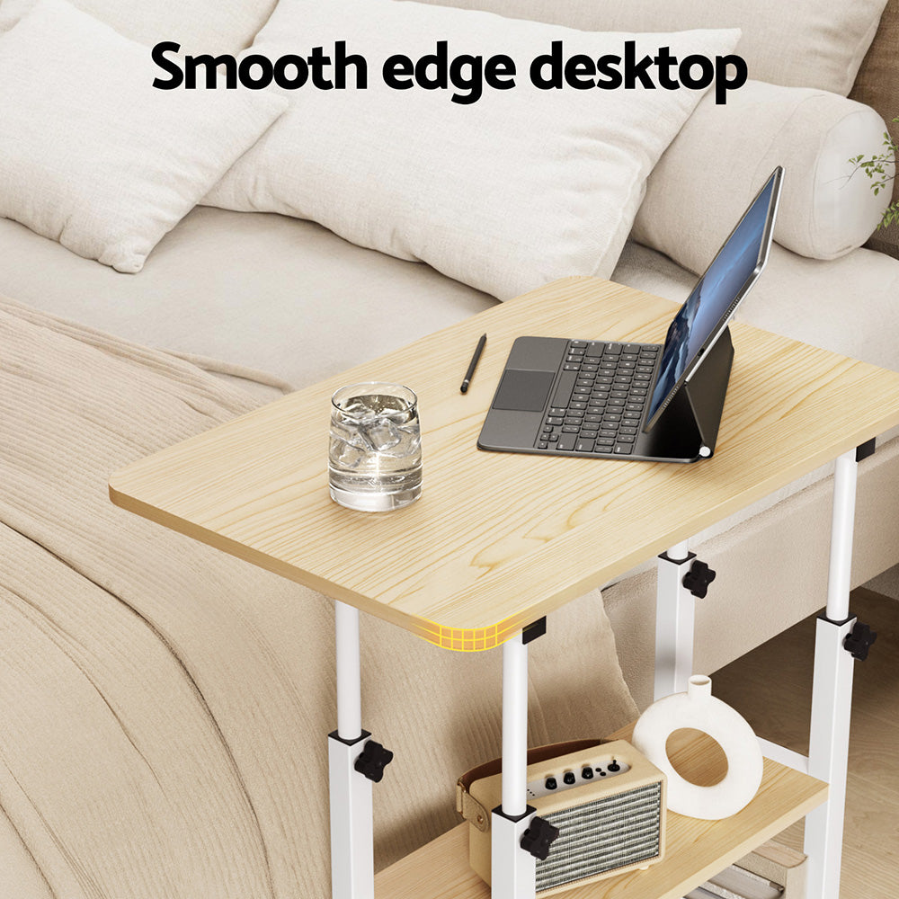 Artiss Laptop Desk Height Adjustable Mobile Workstation - LA-DESK-C-60-2T-WH