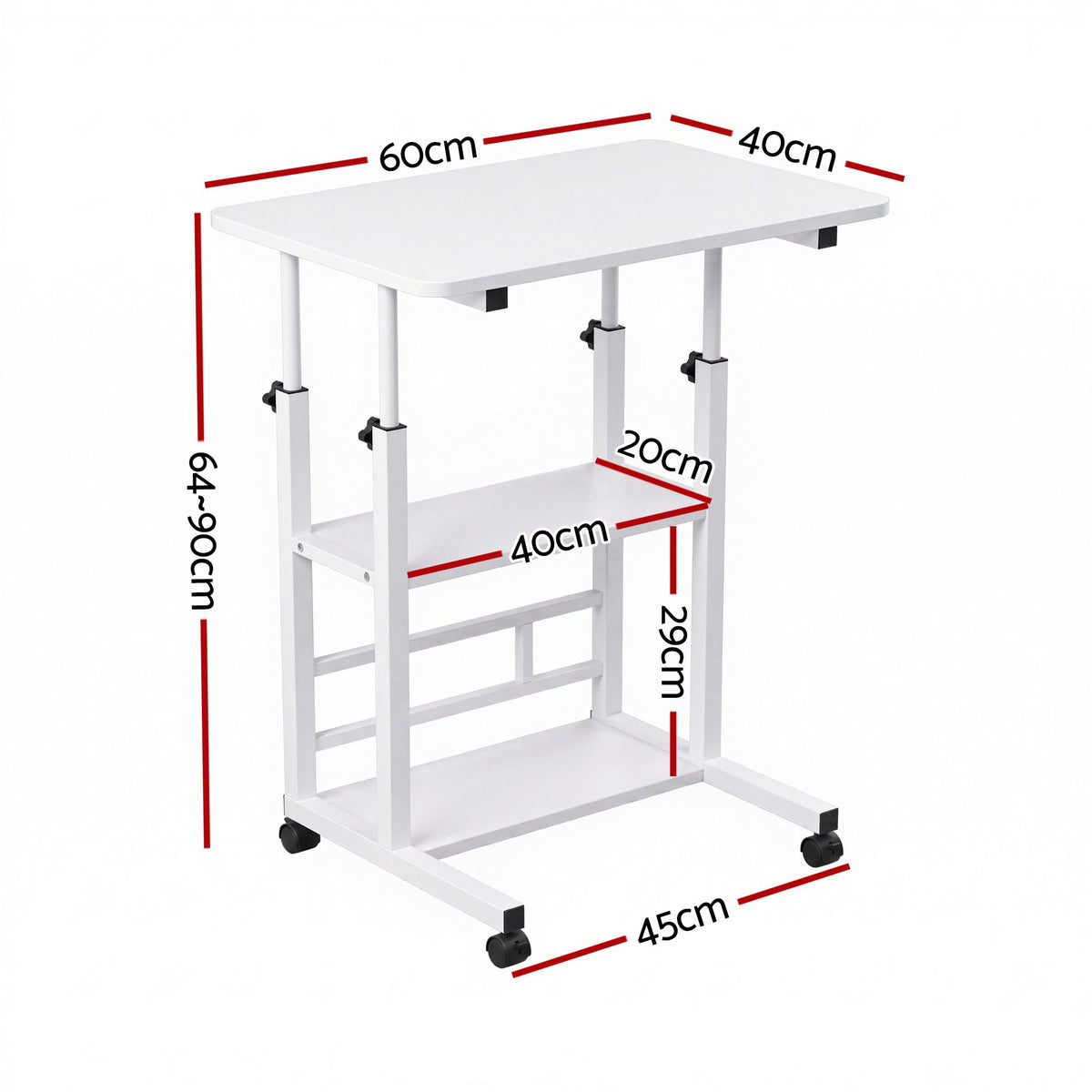 Artiss Laptop Desk Height Adjustable Mobile Workstation C - LA-DESK-C-60-2T-WHWH