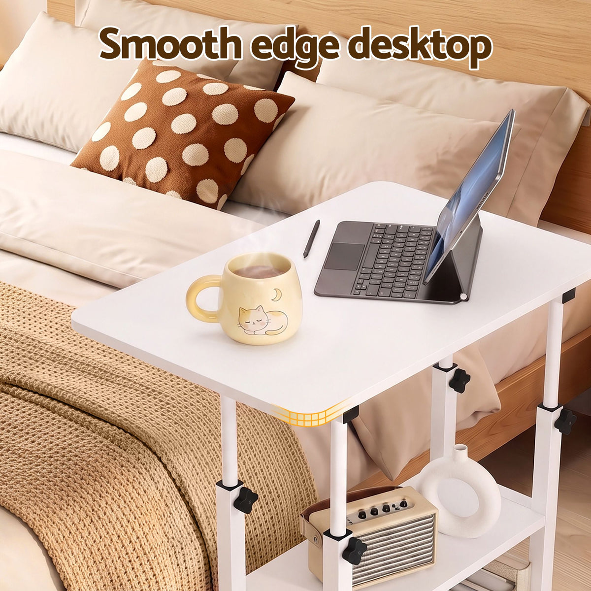 Artiss Laptop Desk Height Adjustable Mobile Workstation C - LA-DESK-C-60-2T-WHWH