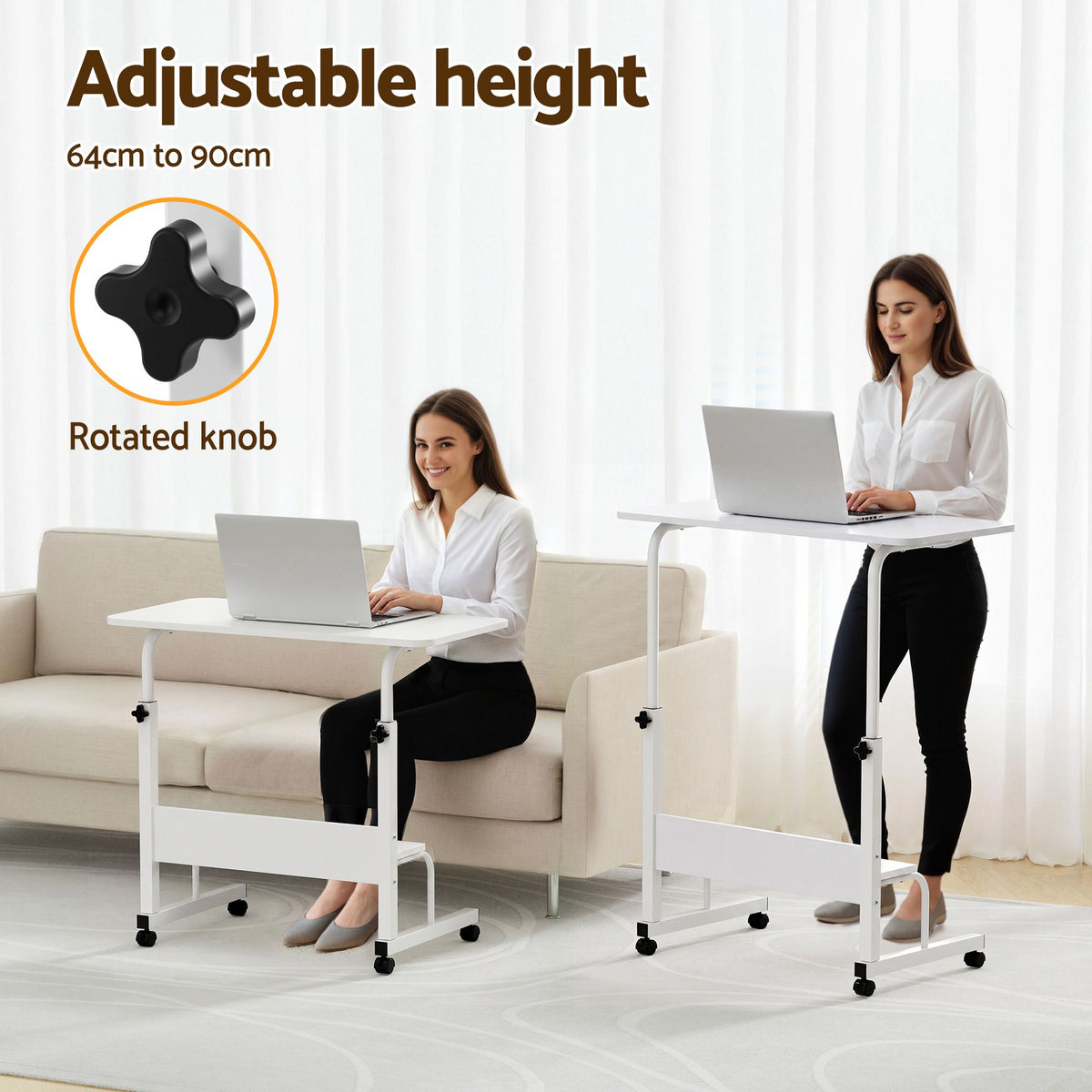 Artiss Laptop Desk Portable Sit Stand Desks Height Adjustabl - LA-DESK-C-80-T-WH