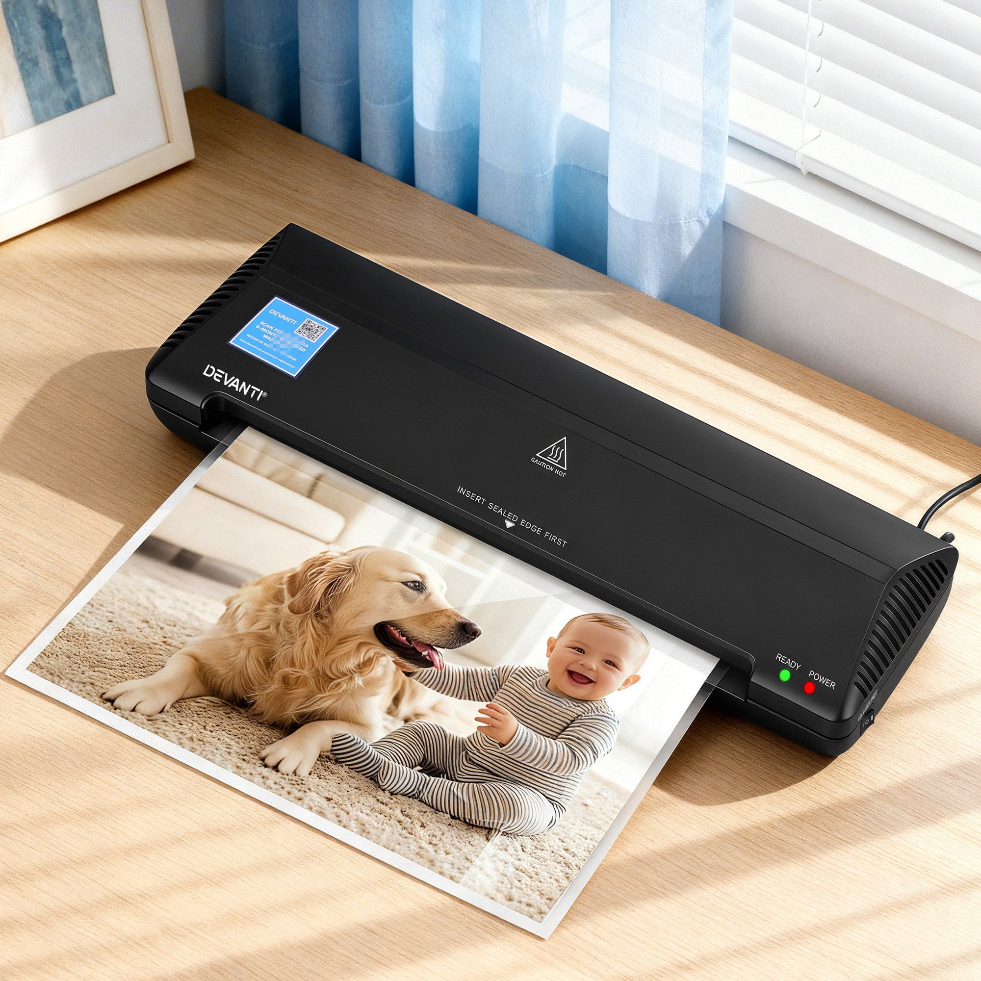 Devanti A3 Laminator Machine, Hot & Cold Thermal Fast Lamination Anti-Jam Laminator for Office School Home Document Photo Card Handmade A3 A4 A5 A6, Black