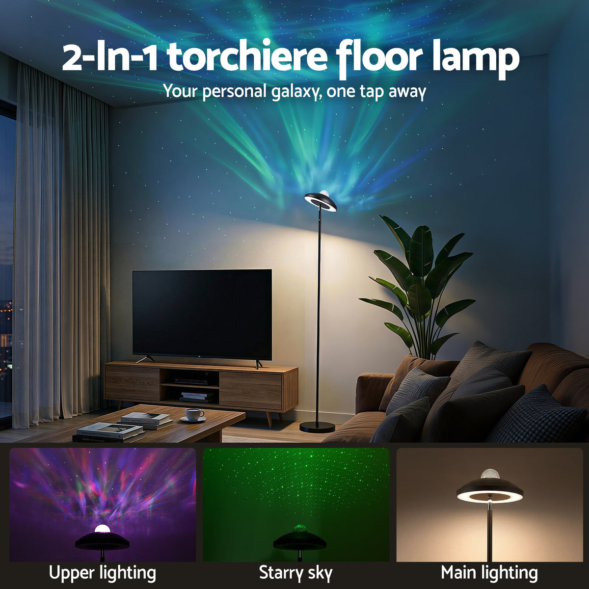Artiss 2-in-1 LED Floor Lamp with Galaxy Projector - LAMP-FLOOR-2IN1-BK