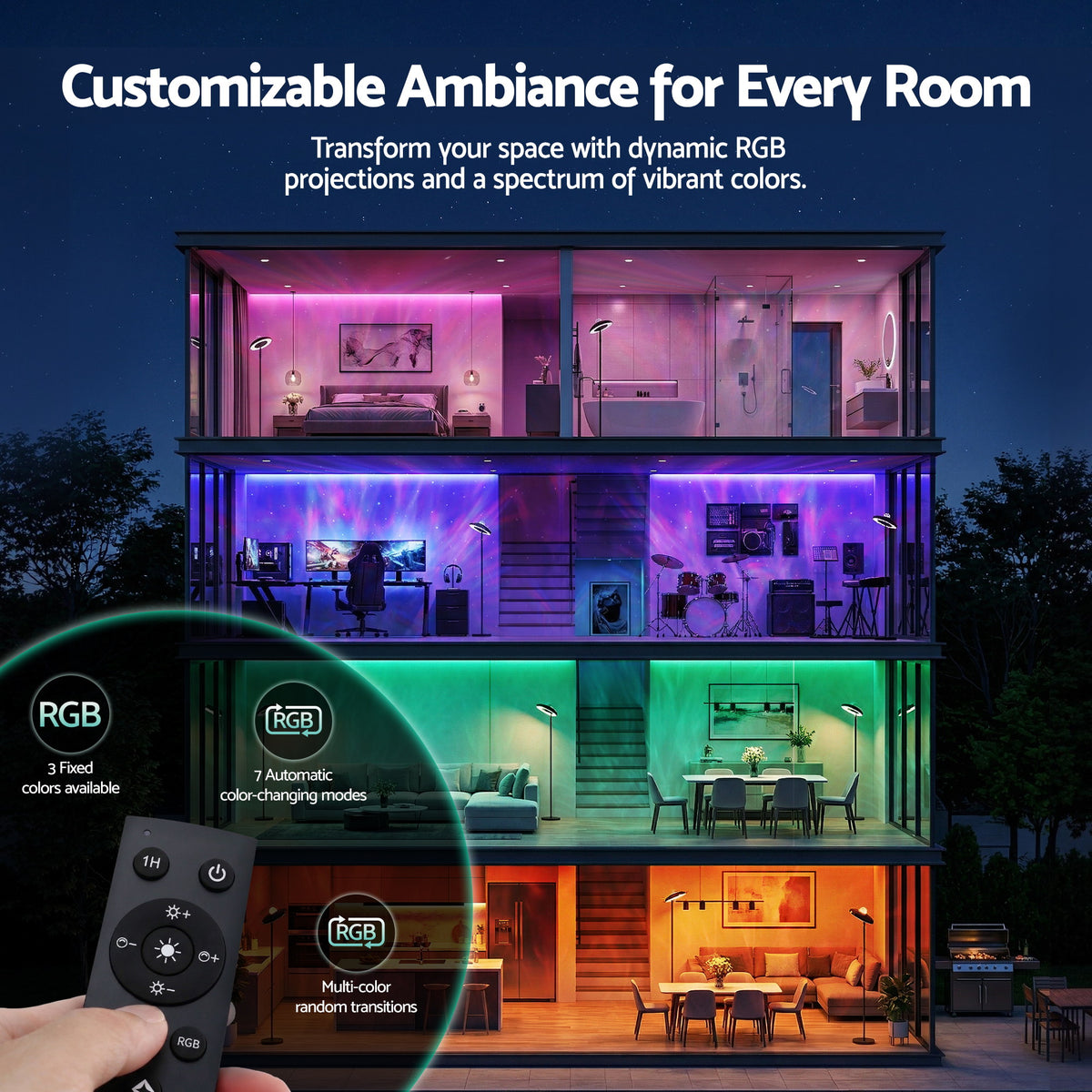 Artiss 2-in-1 LED Floor Lamp with Galaxy Projector - LAMP-FLOOR-2IN1-BK