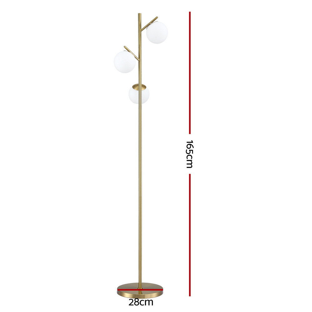 Artiss 3-Light Tree Floor Lamp 165cm Tall Standing Light - LAMP-FLOOR-3-GL-GD