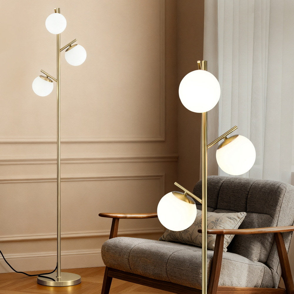 Artiss 3-Light Tree Floor Lamp 165cm Tall Standing Light - LAMP-FLOOR-3-GL-GD