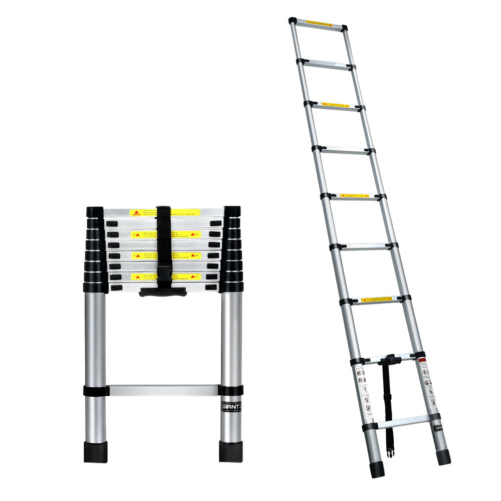 Giantz 2.6M Telescopic Ladder Aluminium Extension - LD-TLCP-ALU-S-2.6M