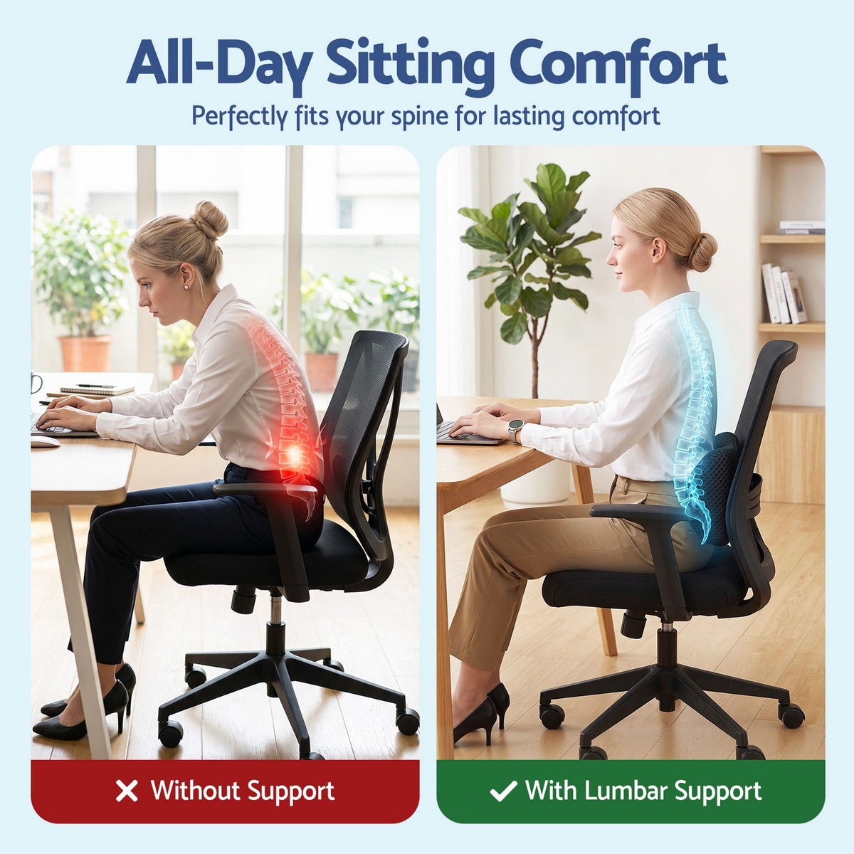 Artiss Lumbar Support Pillow for Office Chair and Car Ergonomic Memory Foam Lumbar Pillow for Lower Back, Breathable Back Support Pillow for Car Seat, Bed and Recliner