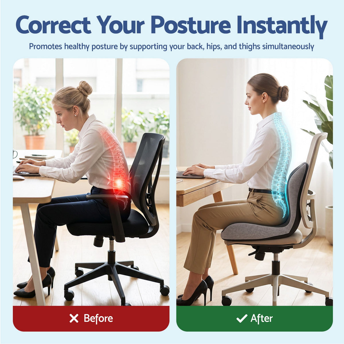 Artiss Ergonomic Seat Cushion with Lumbar Support for Office Chair, Memory Foam Coccyx and Lumbar Support Pad for Car Office Wheelchair Home