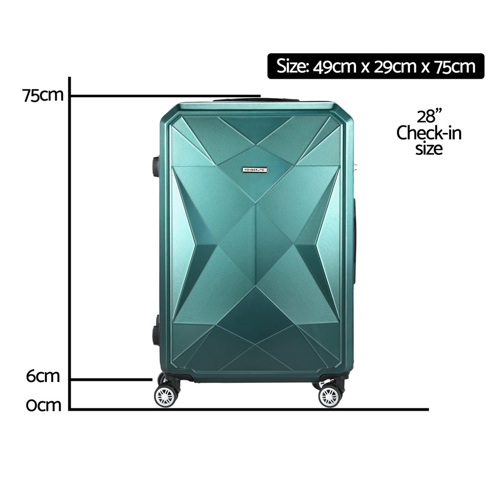 Wanderlite 28-inch Luggage Set with TSA Lock—ABS Hard Shell Travel Suitcase Organiser Luggage Case Atrovirens
