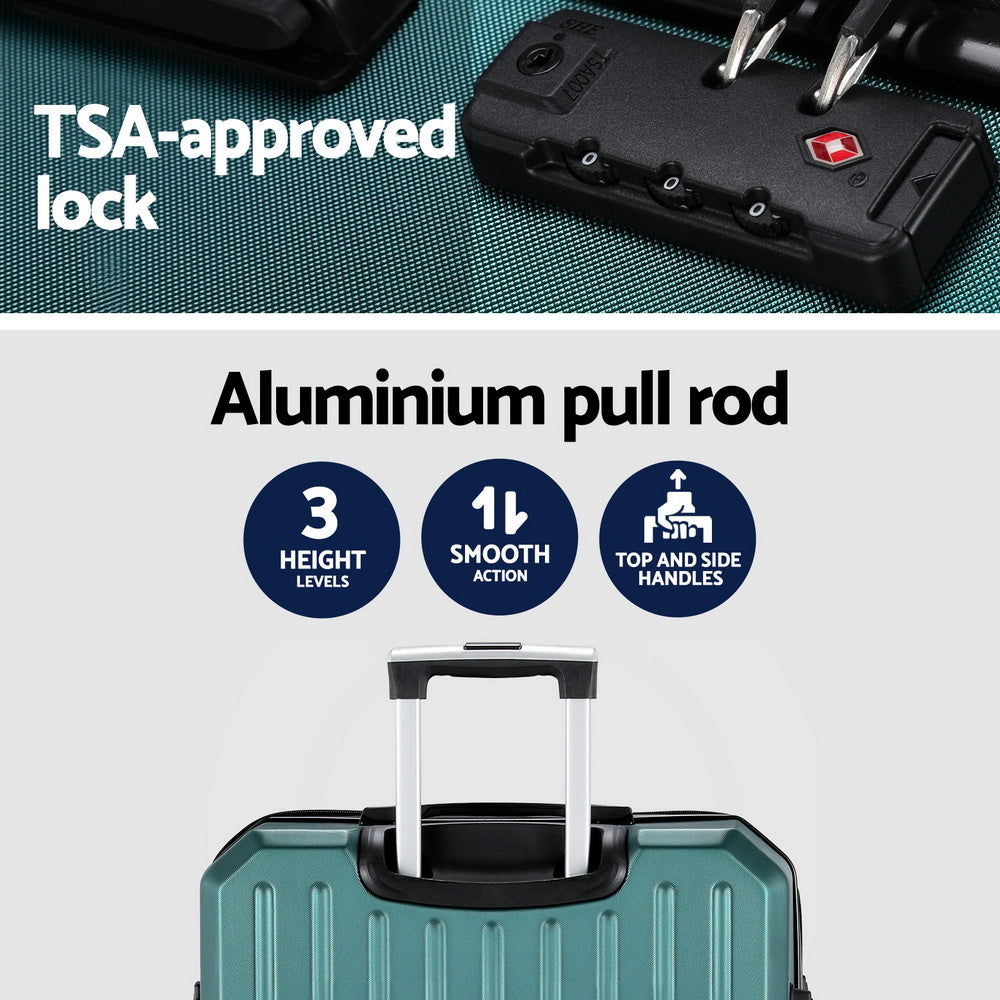 Wanderlite 28-inch Luggage Set with TSA Lock—ABS Hard Shell Travel Suitcase Organiser Luggage Case Atrovirens