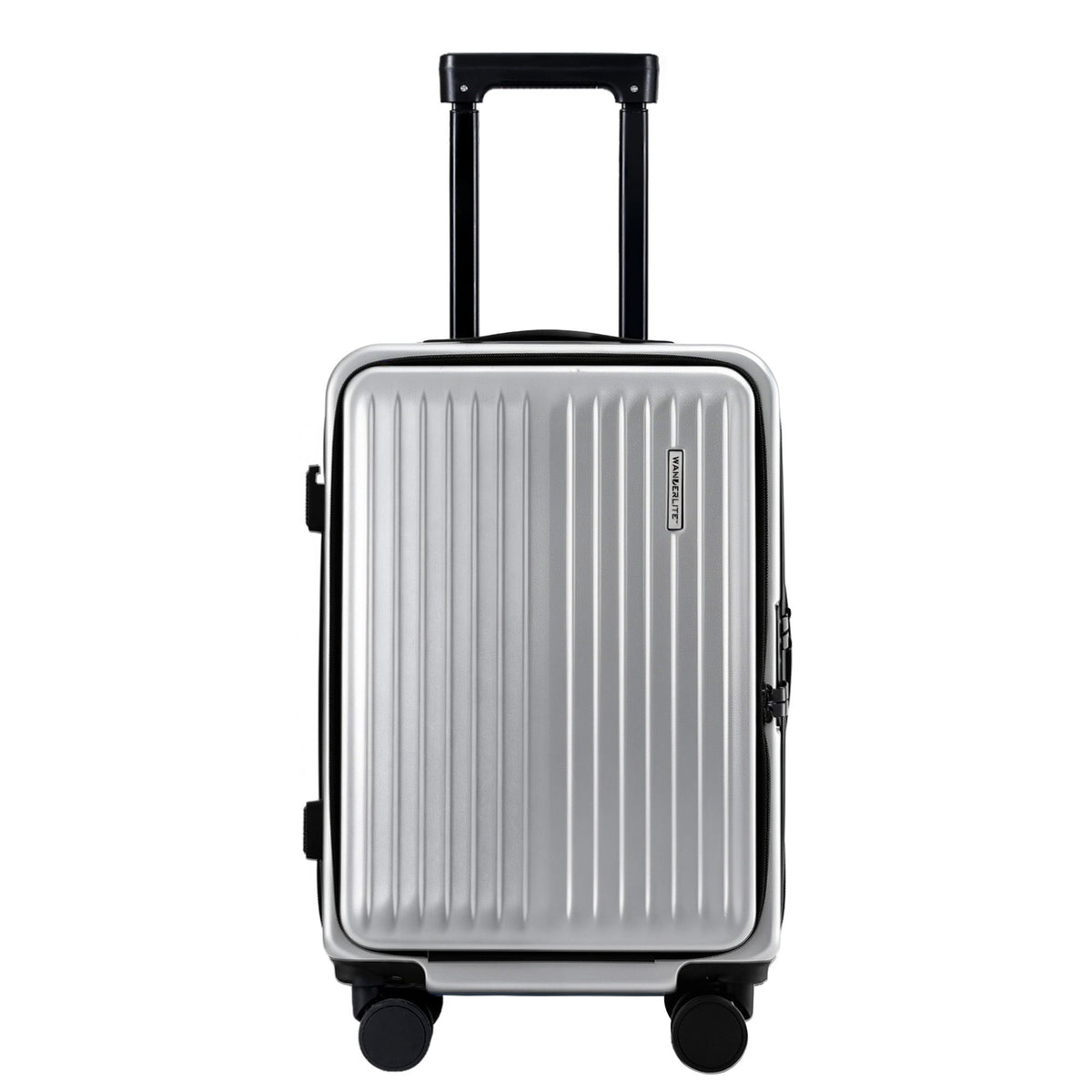 Wanderlite 20" Luggage Suitcase Front Pocket Travel Carry On Dual TSA Silver