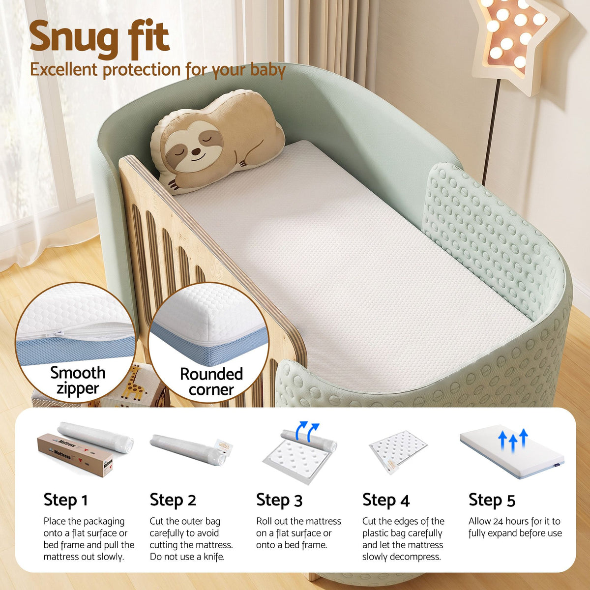 Giselle Bedding Cot Mattress, 11cm Thick Baby Mattress with Tencel Cover