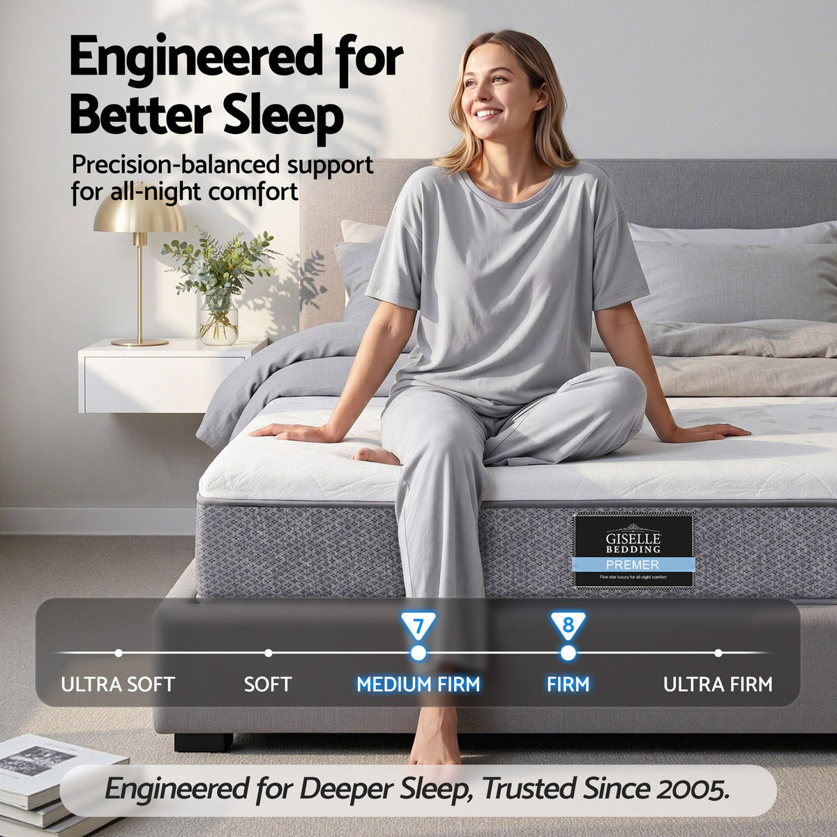 Giselle Bedding Single Mattress 23cm Pocket Spring Reversible Foam - 583816