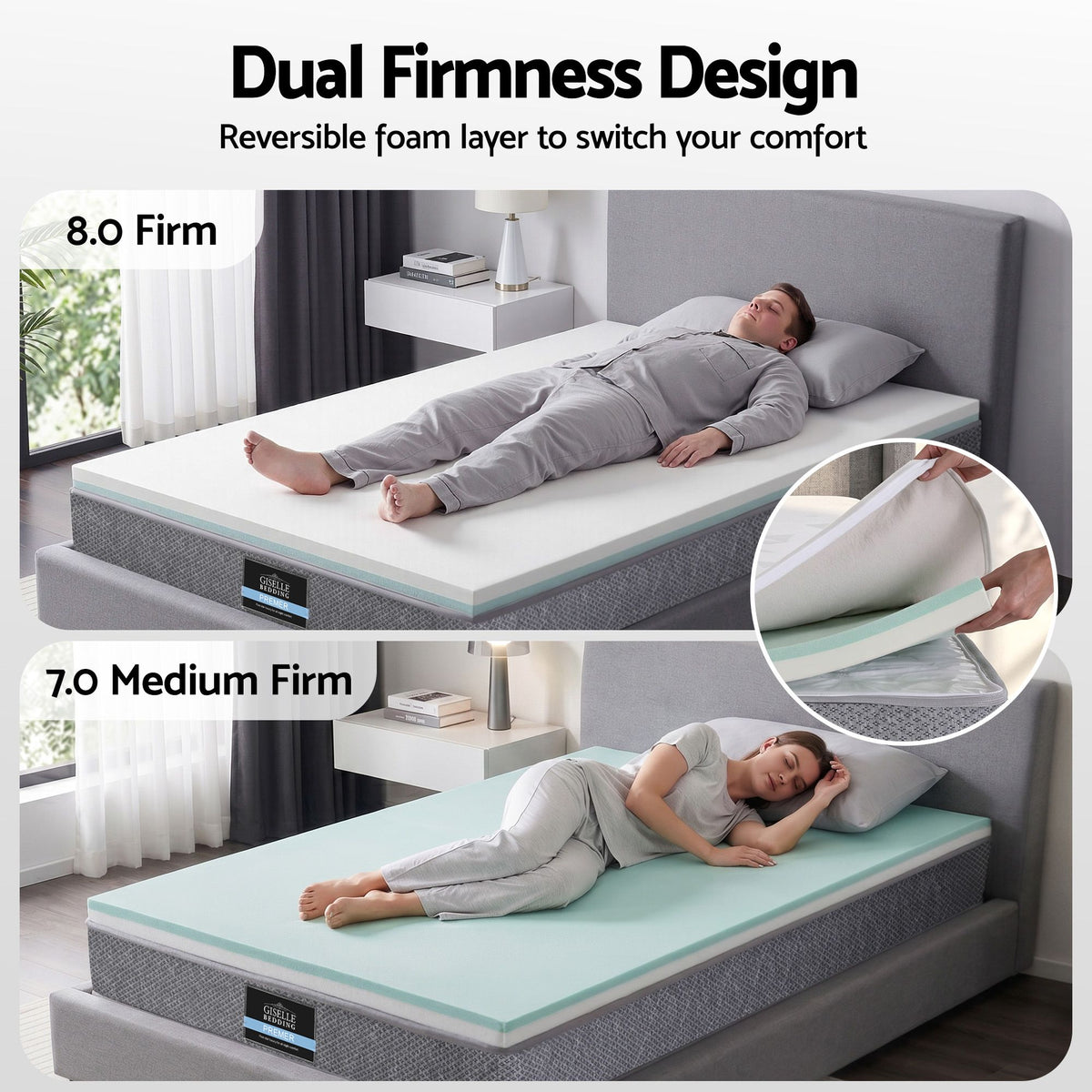 Giselle Bedding Single Mattress 23cm Pocket Spring Reversible Foam - 583816