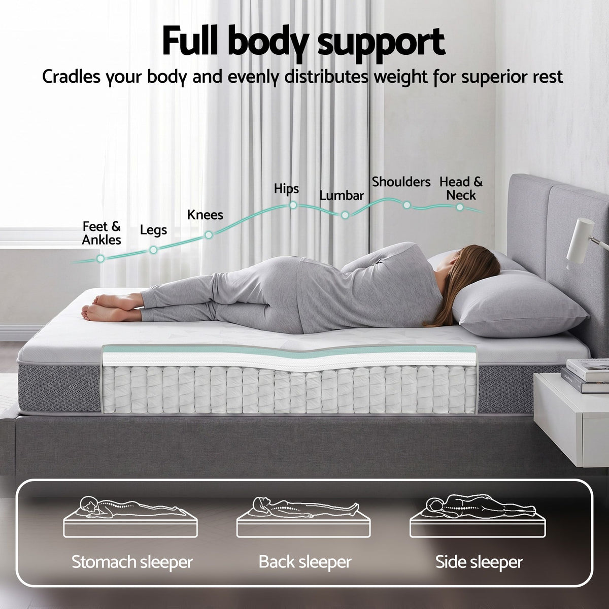 Giselle Bedding Single Mattress 23cm Pocket Spring Reversible Foam - 583816