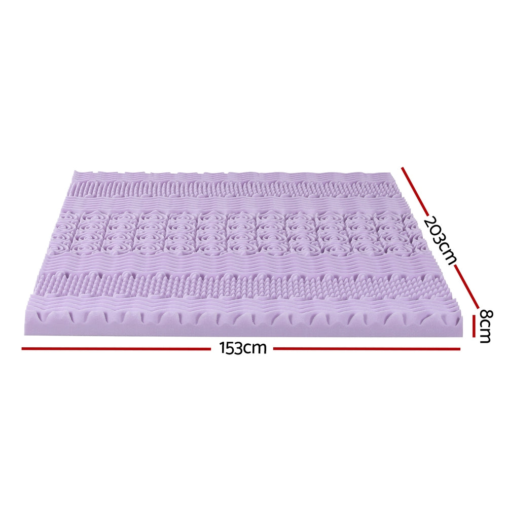 Giselle 8cm Memory Foam Mattress Topper Lavender - MATTRESS-TOP-7Z-8LA-Q