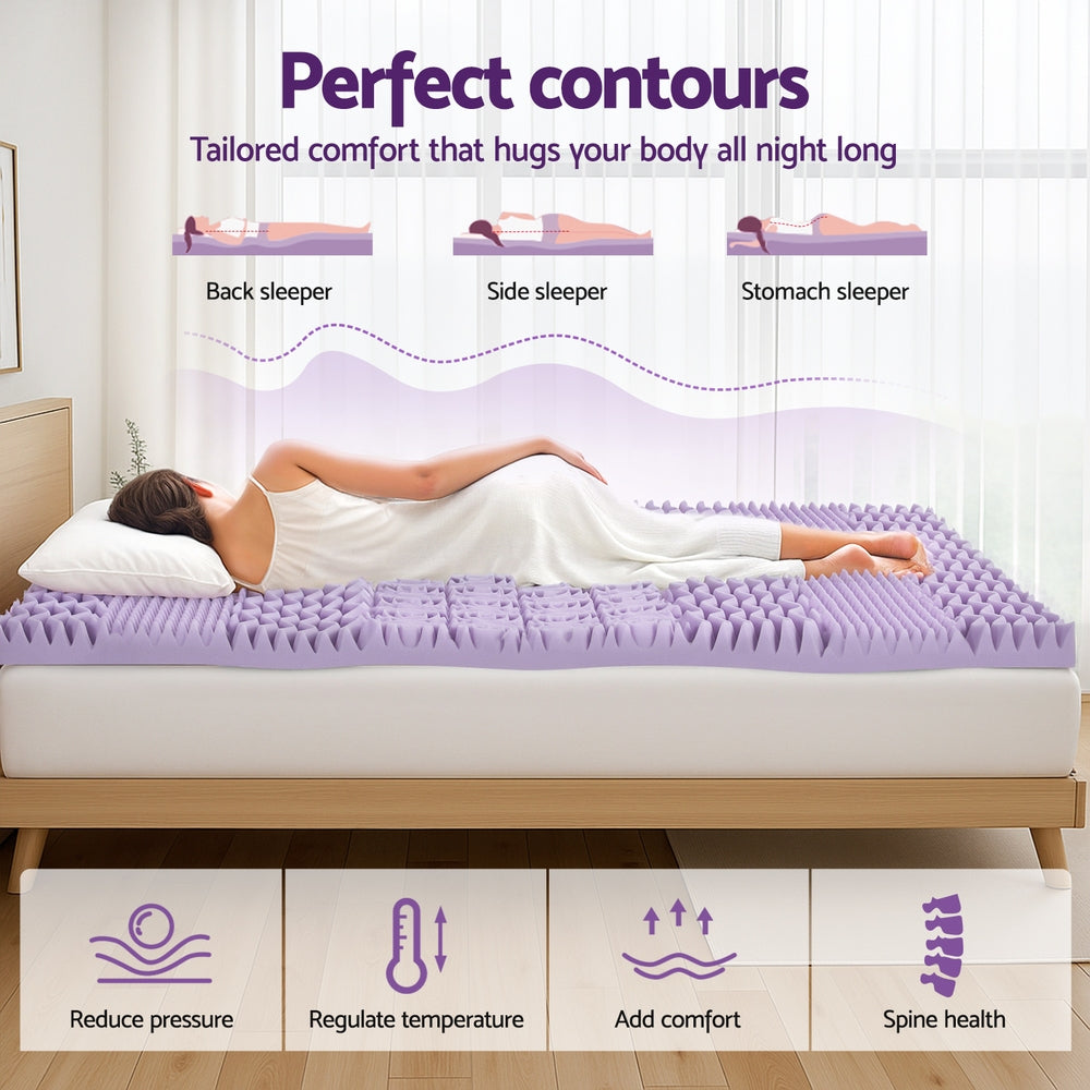 Giselle 8cm Memory Foam Mattress Topper Lavender - MATTRESS-TOP-7Z-8LA-Q