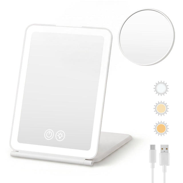Embellir Rechargeable Travel Makeup Mirror 10x Magnifier White