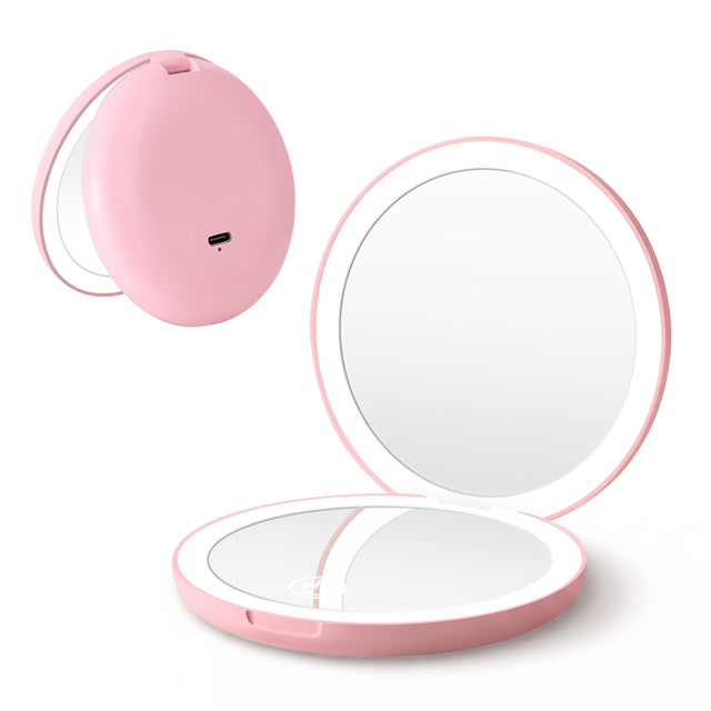 Embellir 1x/10x LED Compact Travel Makeup Mirror Pink