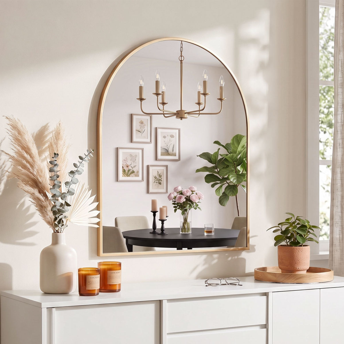 Embellir Arch Wall Mirror, Decorative Gold Frame Mirror - MM-E-WALL-OVAL-GD-8186
